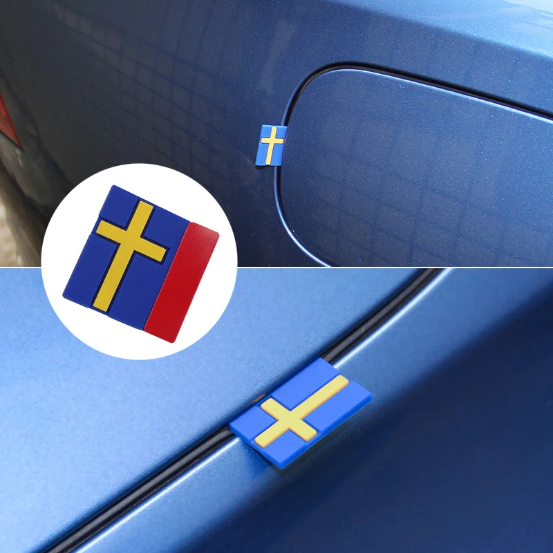 1/5Pcs Car 3D Sticker Sweden Flag Decoration Emblem Car Door Trunk front grille For VOLVO XC40 XC60 XC90 Free Sticker Body Hood view 6