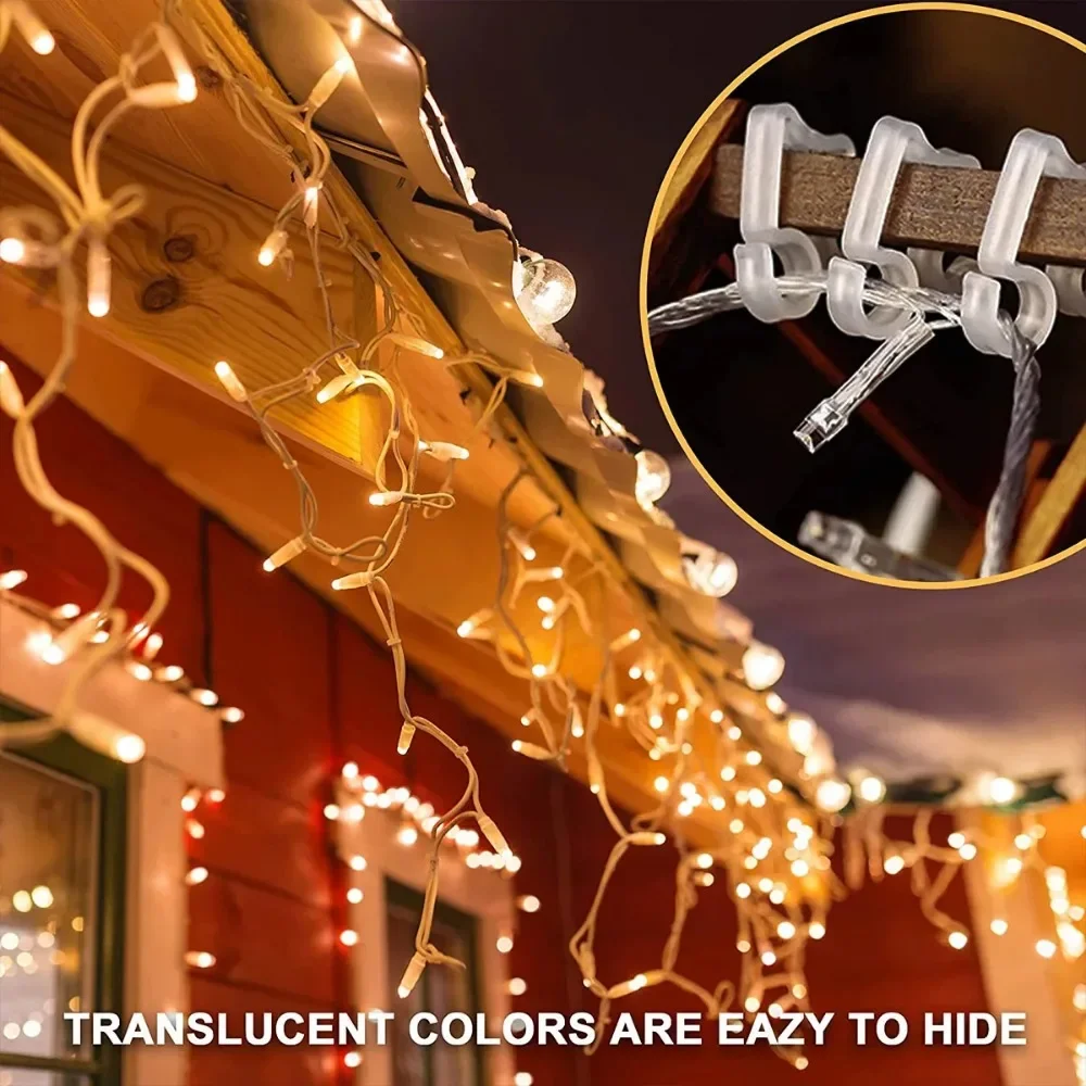 50Pcs Gutter Hooks Led Light Holder Christmas Lights Clips Outdoor Weatherproof S-Shaped Clip Hooks for Xmas Tree