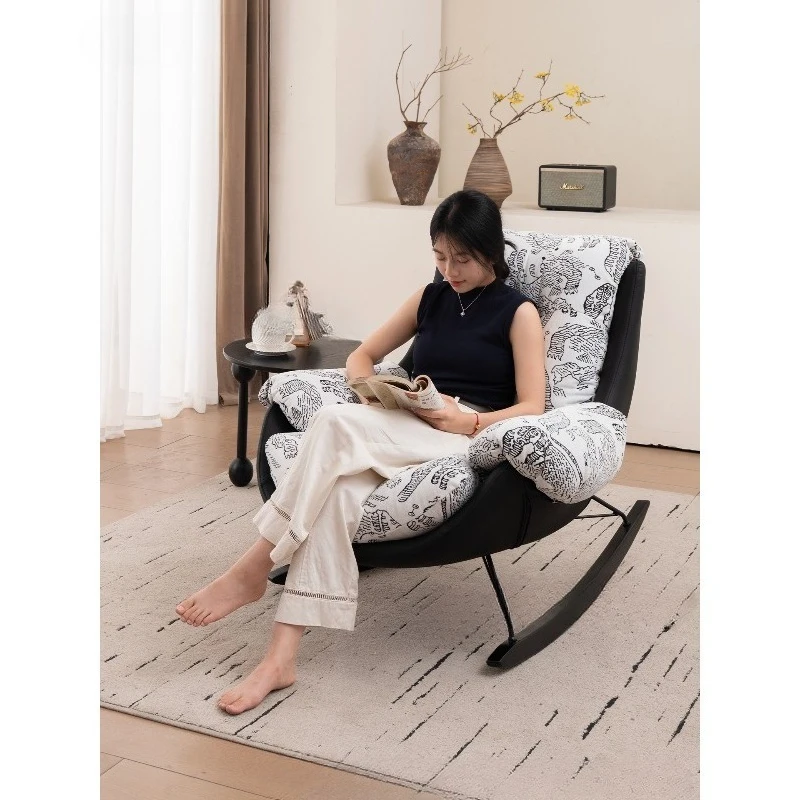 

Premium rocking chair recliner rocking chair household large flat balcony retro leisure chair
