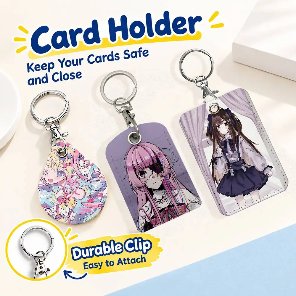 FOR Love Angel Syndrome Yuuna Keychain Card Holder Leather Keeps ID Cash Keys Cards Ready for Work School Travel Daily Errands