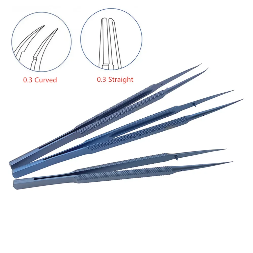 Titanium Tweezers with Platforms Micros Surgery Forceps Ophthalmic FUE Hair Planting Microsurgery Instruments straight /curved