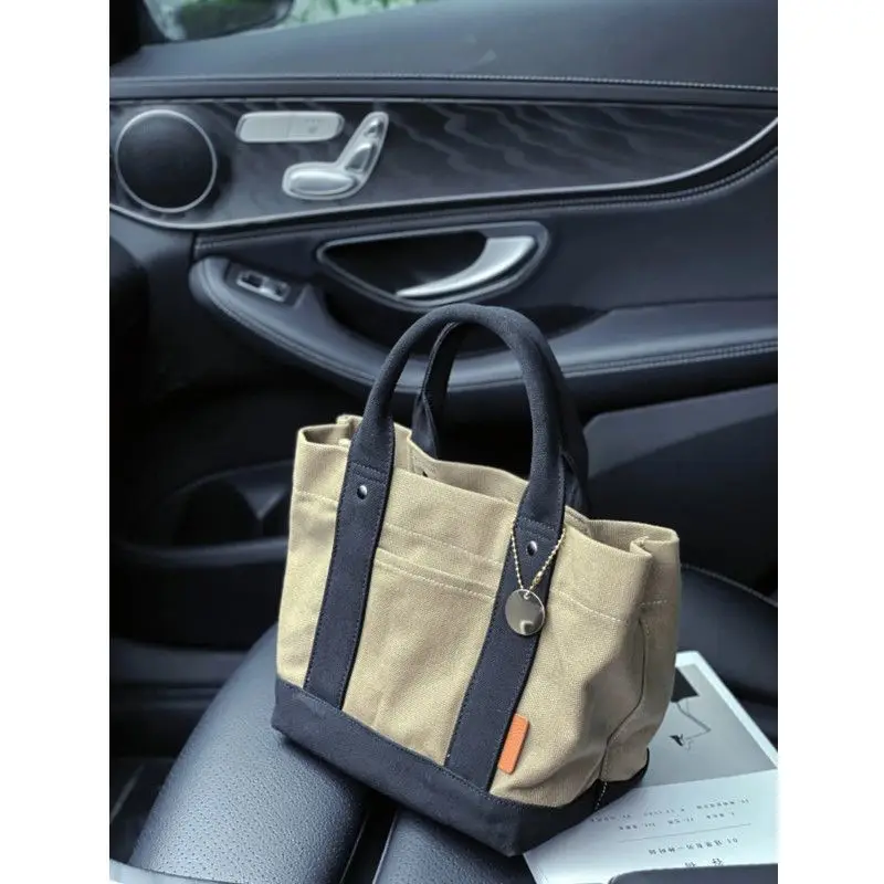 Sac fourre-tout en toile multi-divisé pour femme, cartable étudiant japonais, sac à main portable, grande capacité, sac à déjeuner E27, haute qualité