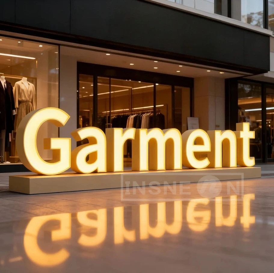 

Пользовательский бизнес-рекламный логотип Открытый большой логотип Вежа для одежды Вывеска с подсветкой Буква 3D Металлические буквы Вывеска с подсветкой