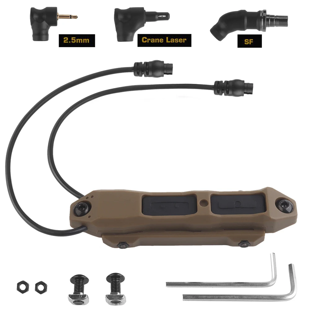

AXON/TAPS Tactical Remote Double Wire Switch Airsoft AR15 Rifle PEQ15 NGAL Laser Mouse Tail Pushbutton with SF/2.5/Crane Plugs