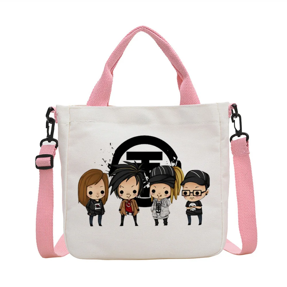 Music Tokio Hotel tote bag personnalisable y2k canvas  foldable grocery woman