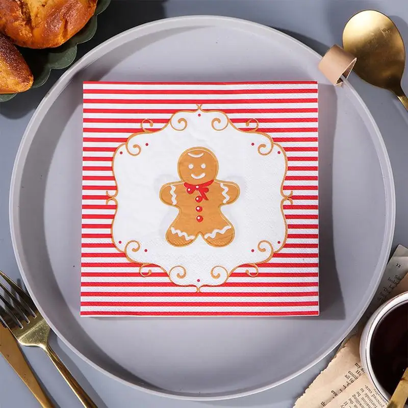 Christmas Paper Napkins Fun Gingerbread Man Printing Napkins Creative Christmas Paper Napkins Winter Decorative Napkin For Home