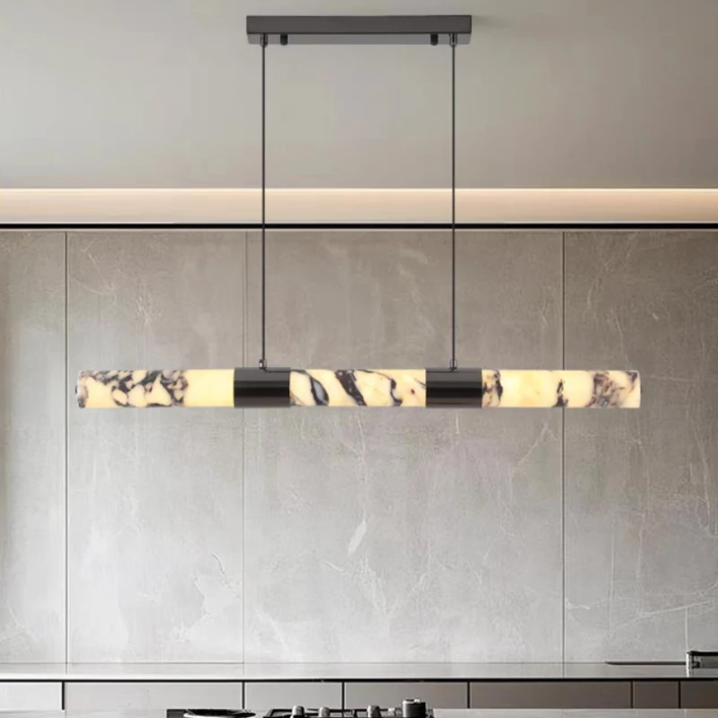 Минималистичный светодиодный подвесной светильник из натурального мрамора, регулируемый провод для столовой, бара, кухни, каменный подвесной светильник