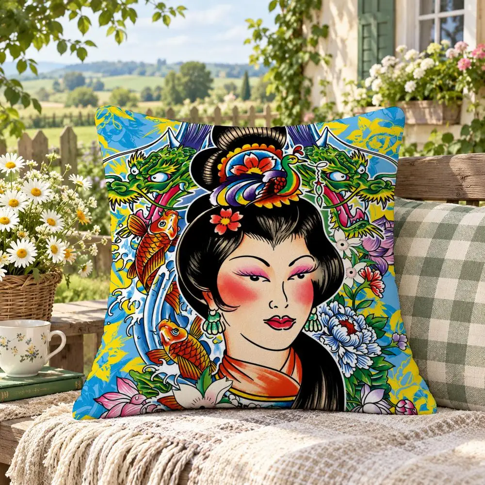 Brand Fashion E-Ed Hardy Cushion Cover Soft Short Plush Anti-Mite Sofa Bedroom Den Car Dorm Decor Gifts