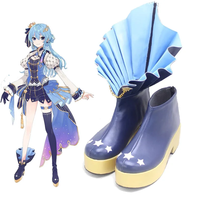 Vtuber Hoshimachi Suisei Cosplay Shoes Hololive Virtual Youtuber Suisui Leather Shoes Virtual Anchor