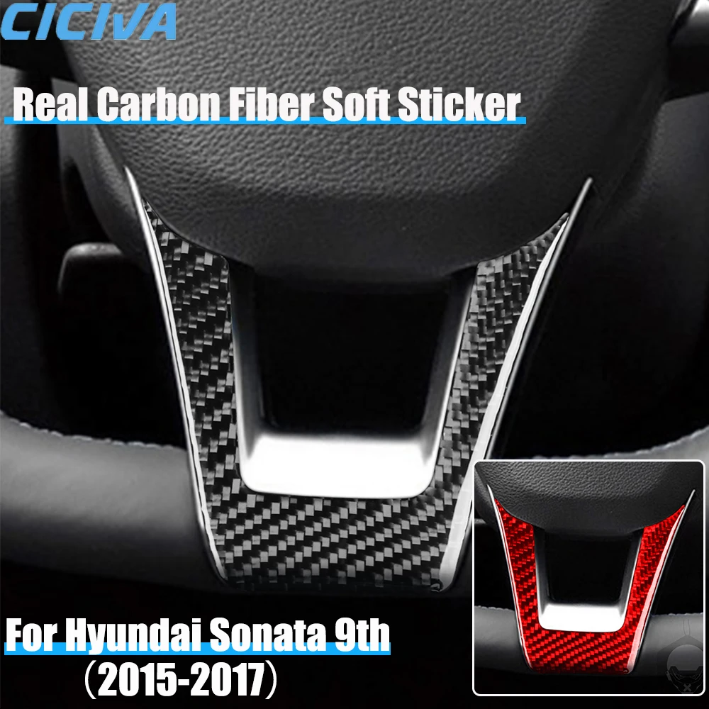 

Real Carbon Fiber Car Accessories Driver Wheel Chin Decorative Panel Cover Soft Sticker For Hyundai Sonata 9th LF 2015 2016 2017