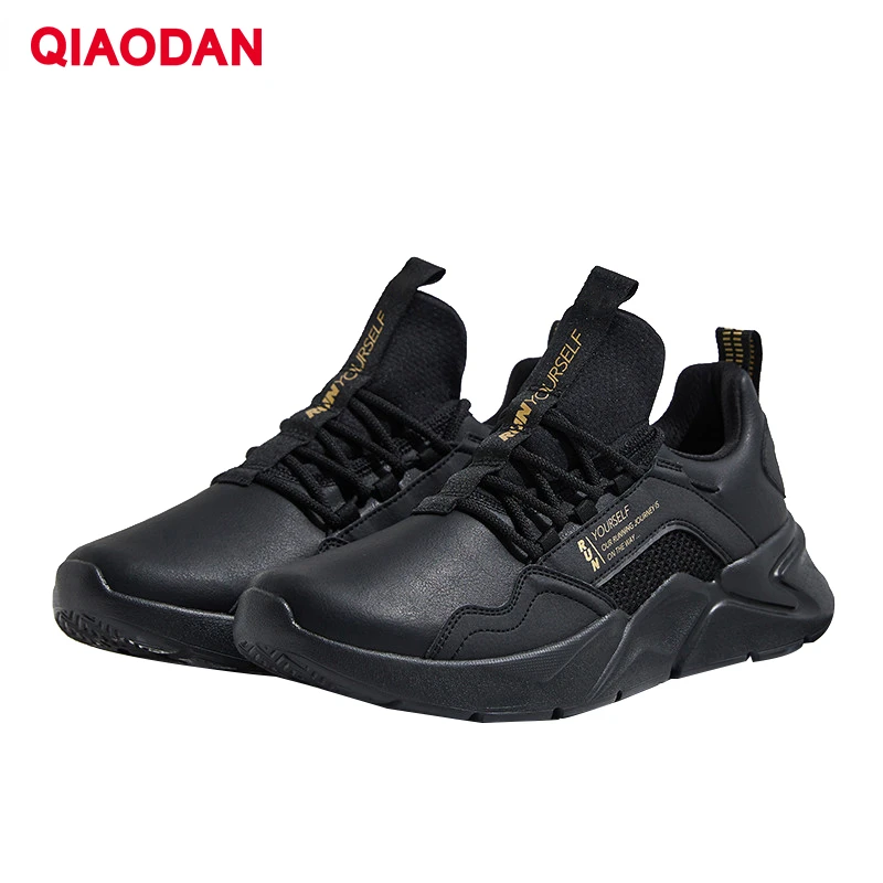 QIAODAN 2023 Running Shoes For Men Anti Slip Breathable Wear-resistant Black Sports Shoes Fashion Sneakers XM35200216B