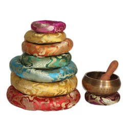 1pc Tibetan Nepal Handmade Singing Bowls Cushion Buddha Mantra Design Tibetan Bowl Cushion for Yoga Chanting Meditation Bowl Mat