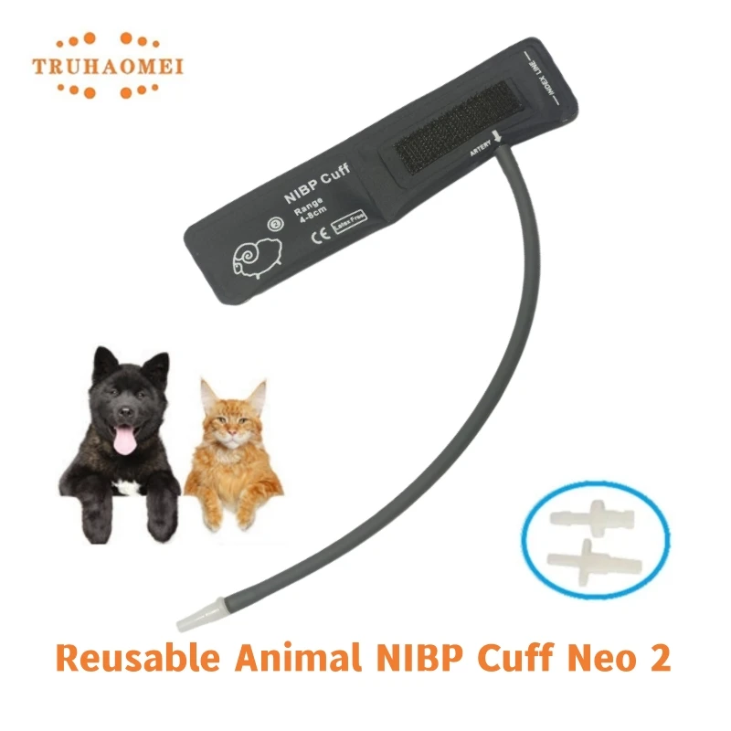 Manguito duradero NIBP para animales, manguitos reutilizables de presión arterial para veterinarios, manguera única, tamaño Neonatal para ratón,