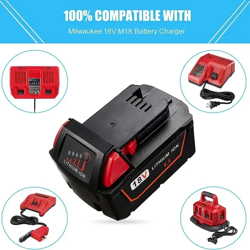 18v 6.0Ah Lithium Ion Batteries for Milwaukee M18 Battery 48-11-1850 48-11-1862 48-11-1840 48-11-1828 48-11-1815 Power Tools