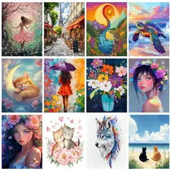 PhotoCustom Diamond Painting Embroidery Landscape Picture Of Rhinestones Full Round Cross Stitch Mosaic Wall Art Diy Crafts