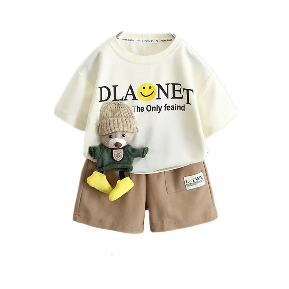 

Летний комплект одежды для мальчиков: футболка с медведем и шорты, 2 предмета, детский спортивный костюм, одежда для отдыха для мальчиков 2-11 лет