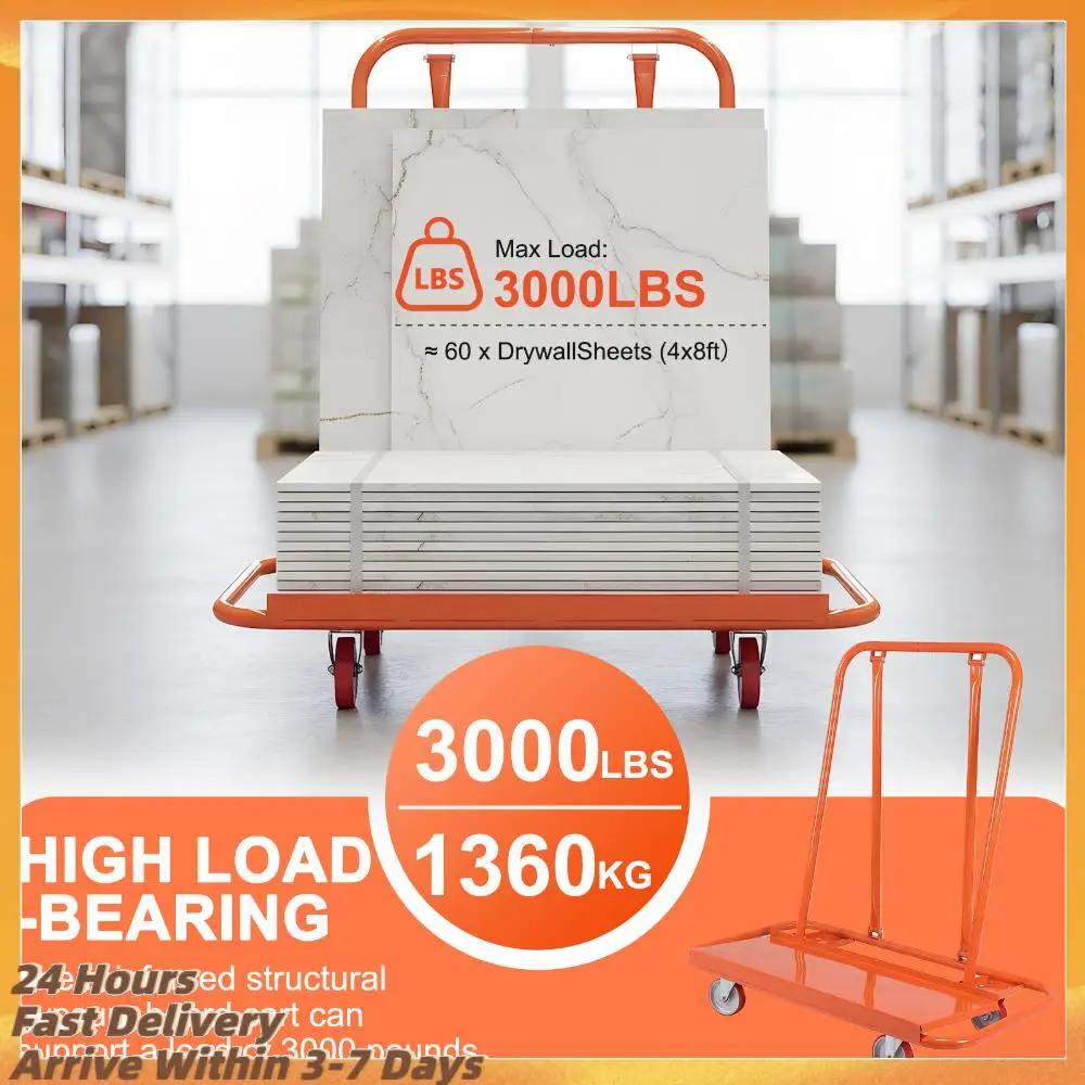 Heavy Duty Drywall Sheet Cart Detachable Material Handling Trolley Large Capacity for Warehouse Factory Equipment