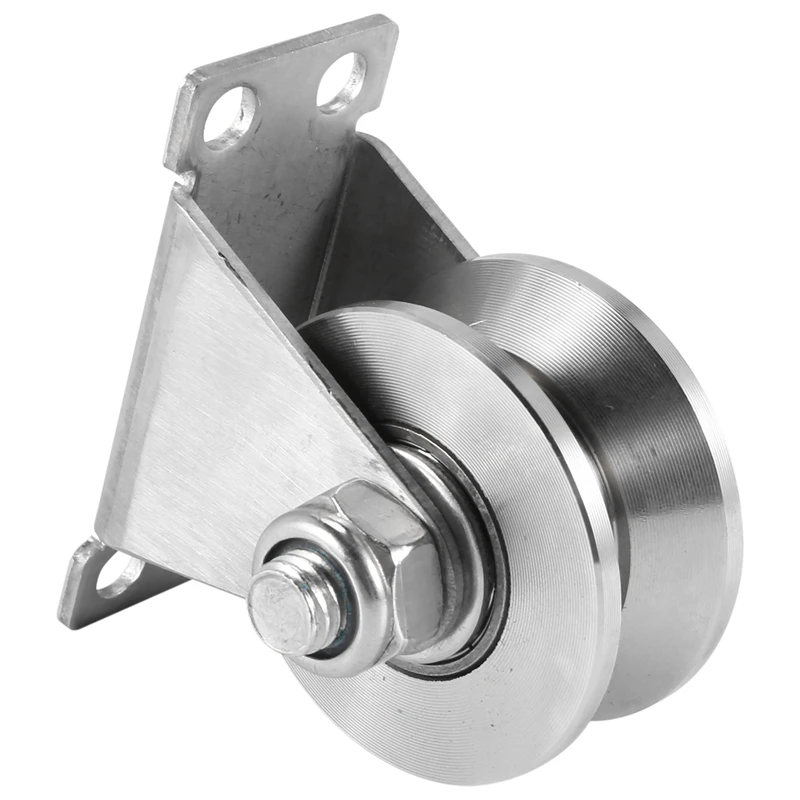 Special Offer~1-Pack V-Type Stainless Steel Pulley Block Mute Bearings Groove Sliding Roller Track Wheel