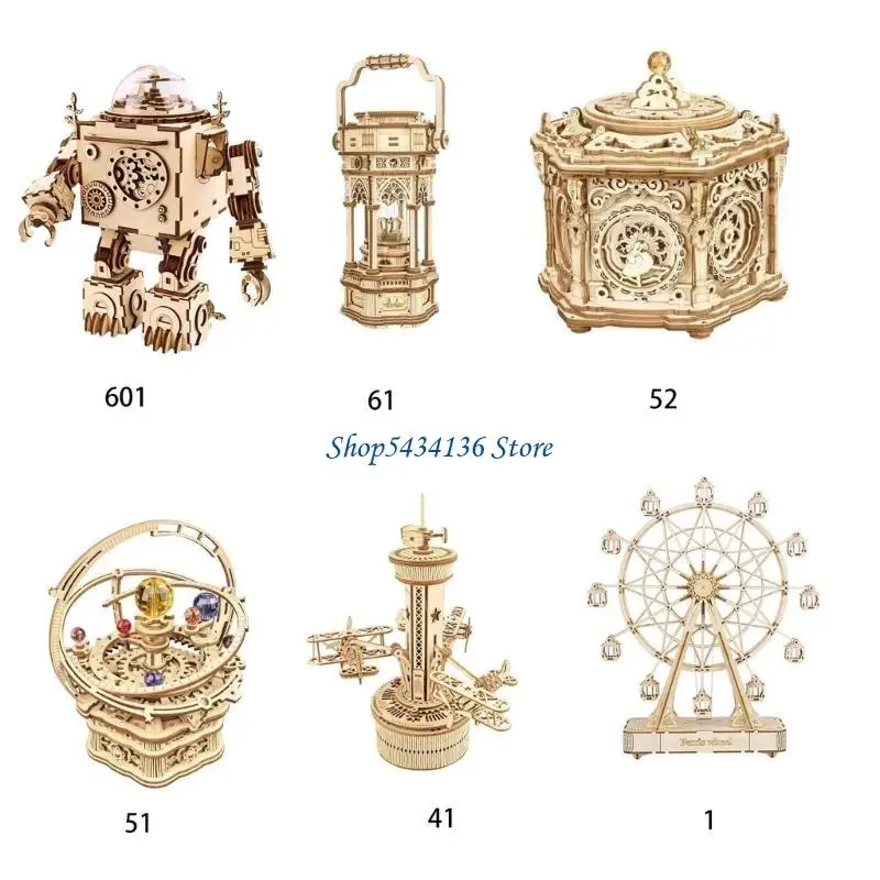 DIY Wooden 3D Assembly Music Box Puzzle Assembled Puzzles Game Toy for Kid Adult Model Construction Wood Children Gift