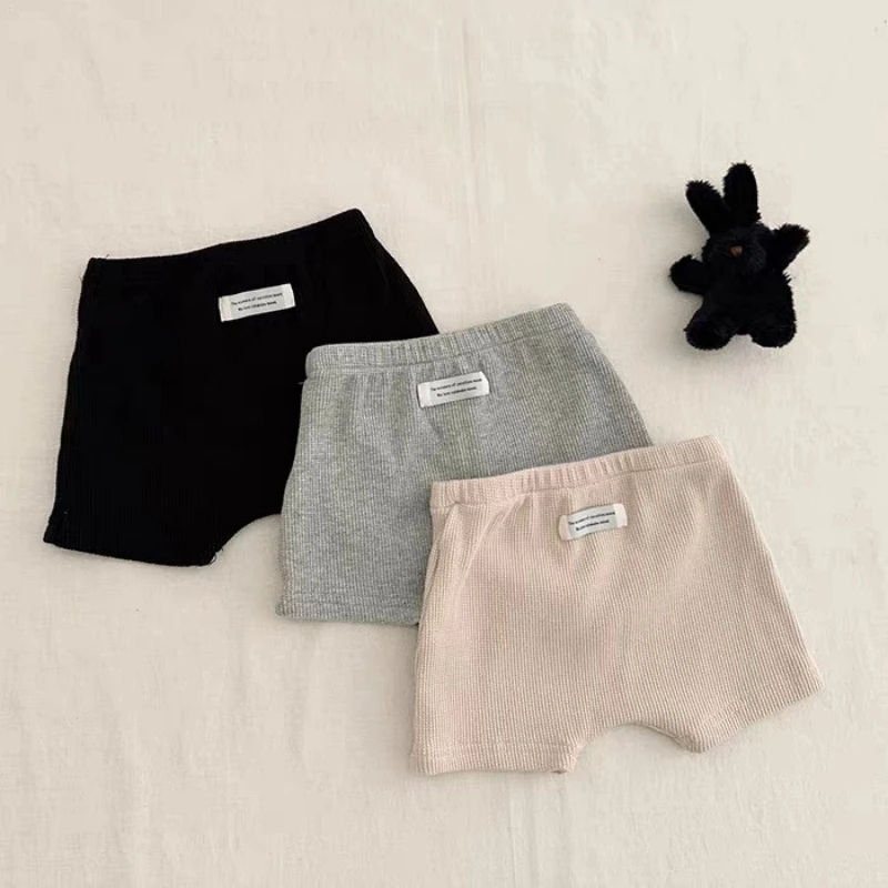 K2677 Korean Style Baby Boys Girls Summer Big Butt Short Pants Pure Color Waffle Patterned Infant Toddler Kids Short Shorts