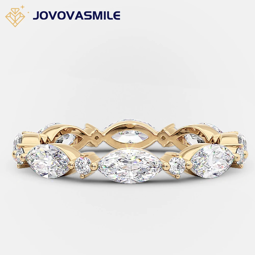 

JOVOVASMILE Moissanite Wedding Band 0.5ct Marquise Cut Round Brilliant Diamonds Real 14k Yellow Gold 585 Jewelry For Woman