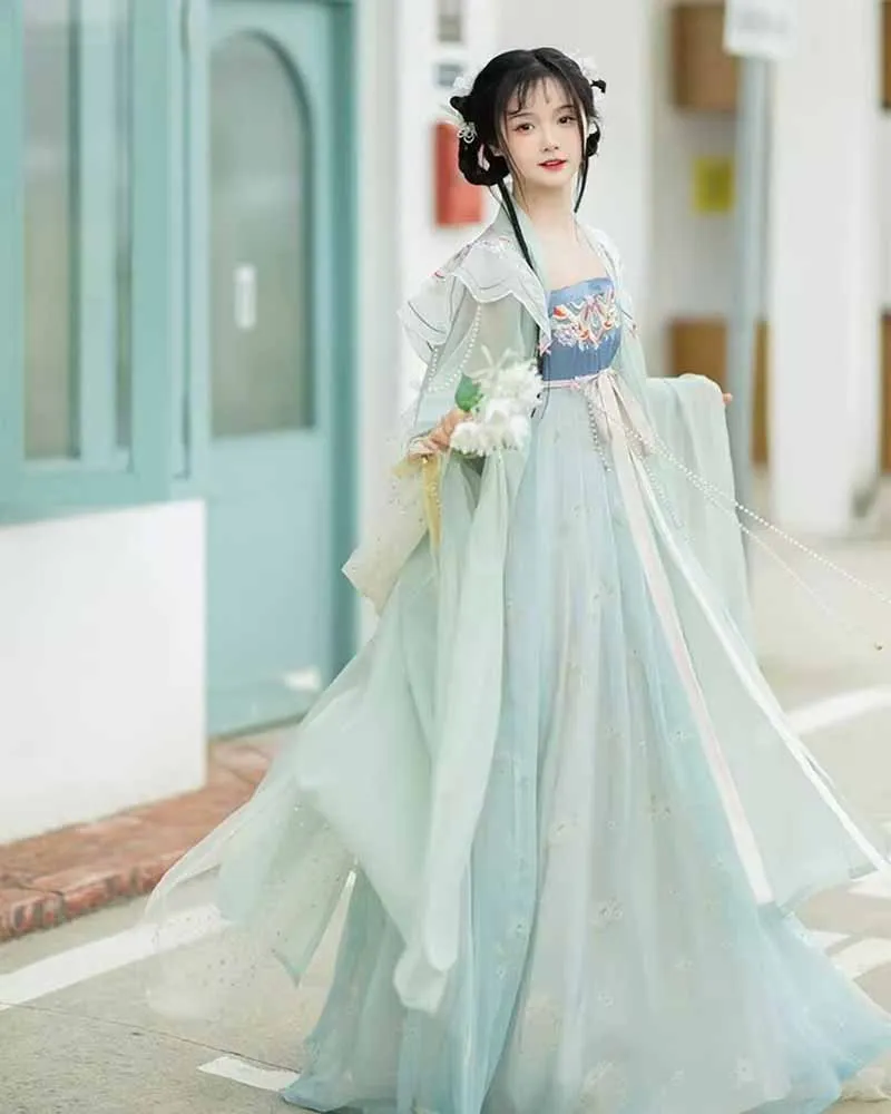 Large Size 5XL Chinese Hanfu Dress Women Oversized Cosplay Costume Ancient Embroidery  Pink Blue BeigeTang Suits Hanfu Costume