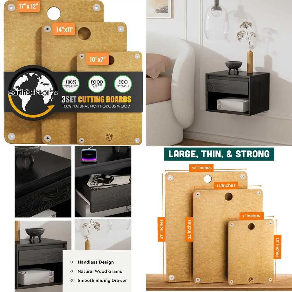 

Charcuterie Board Set 3-Piece: Small, Large & Extra Large - Wooden, Non-Plastic, Non-Toxic, Heavy-Duty, Perfect for Serving and