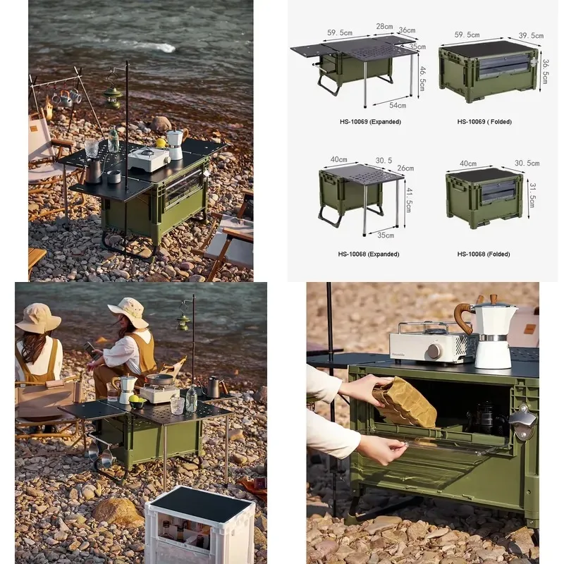Outdoor Heavy Duty Folding Storage Box with Table Top Cover Stackable Expandable Locker