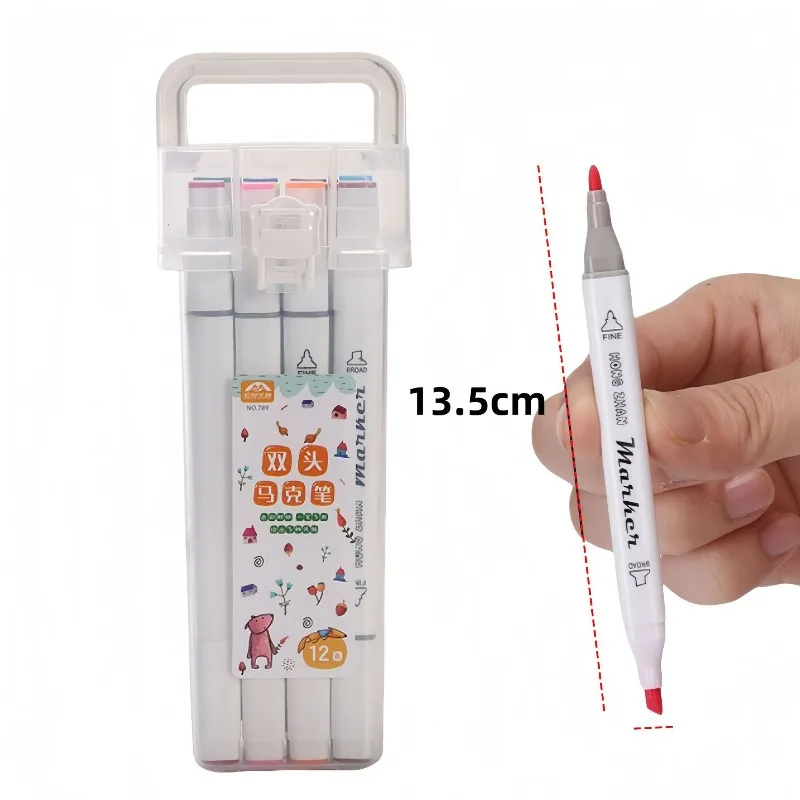 12/24/36/48 لون برأسين قلم تحديد صغير الفن القرطاسية رسم مجموعة أقلام ملونة أقلام ملونة مائية #6