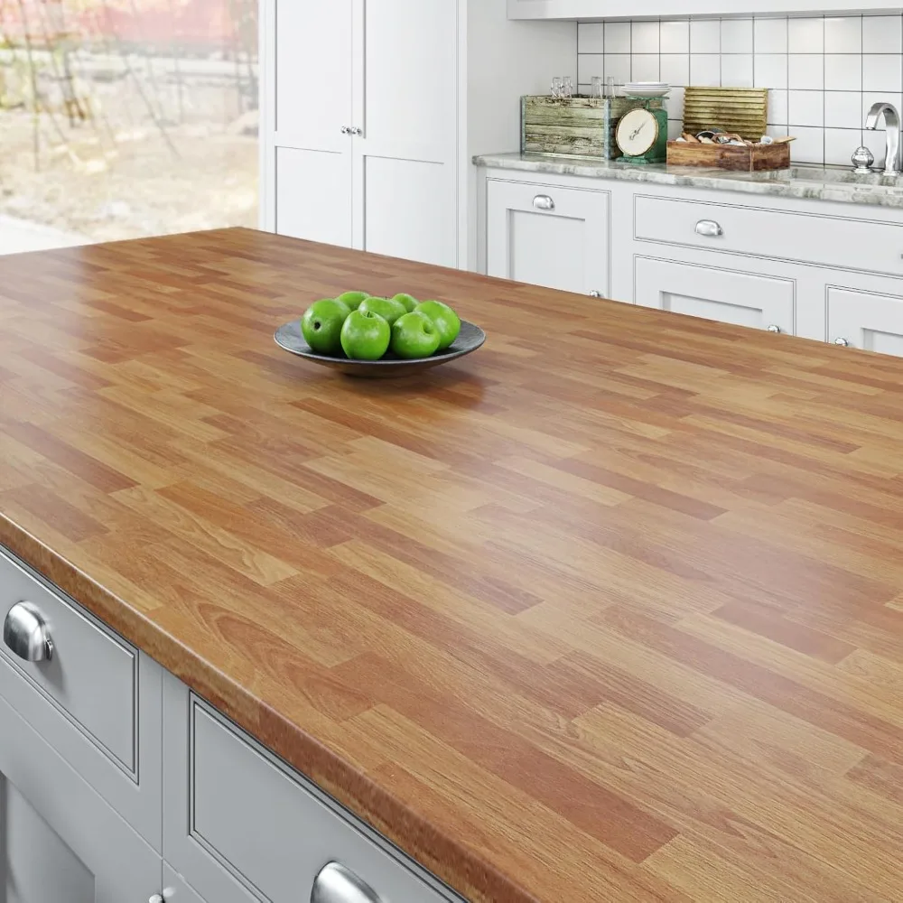 Peel and Stick Light Wood Butcher Block Countertop Contact Paper, 36x197 Inches Wide for Kitchen Counters
