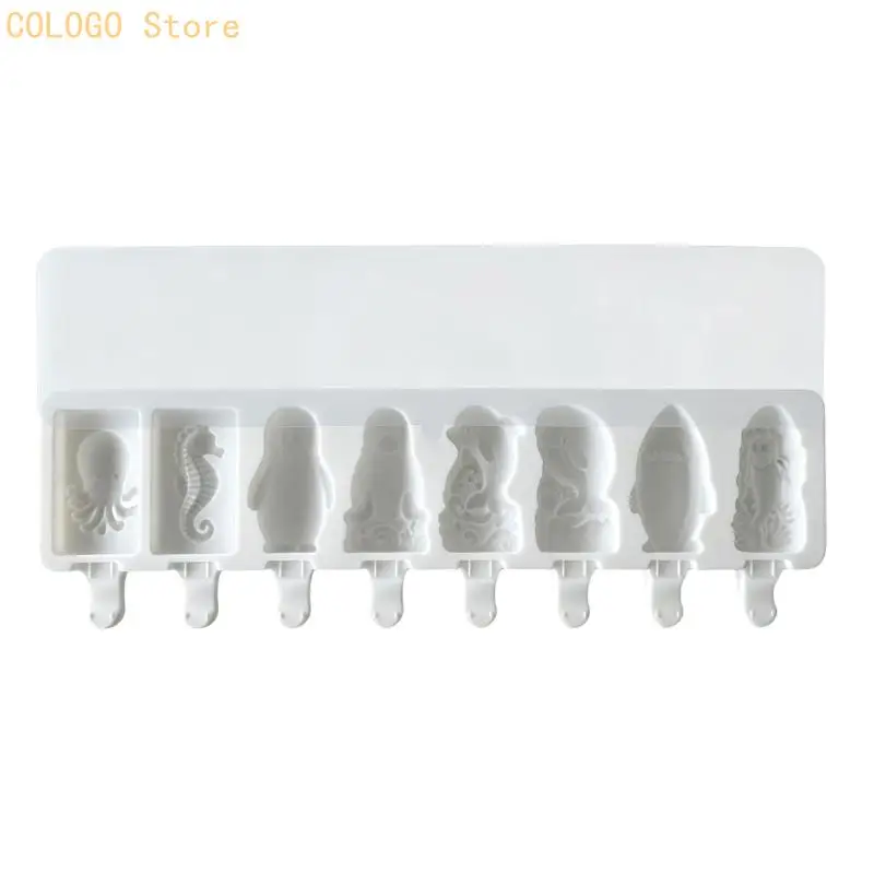 Ocean Animal Dessert Tray with Lid 8 Cavities Marine Creature Ice Cream Mould D0LD