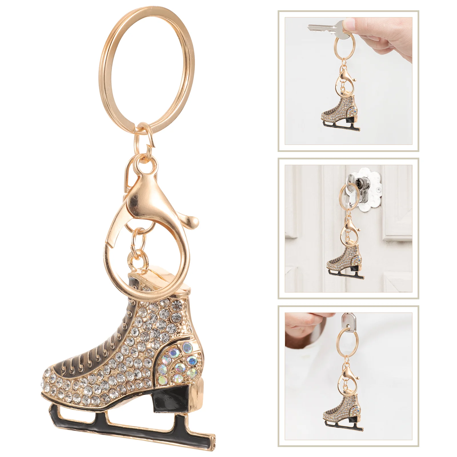 Charm Miss Key Chains for Car Keys Creative Pendant Rhinestones Skating Keyring