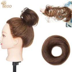 SEGO 100% Human Hair Bun Elegant Chignon Scrunchies Hairpieces Ponytail Straight Donut Updo Hair Pieces For Women 17g