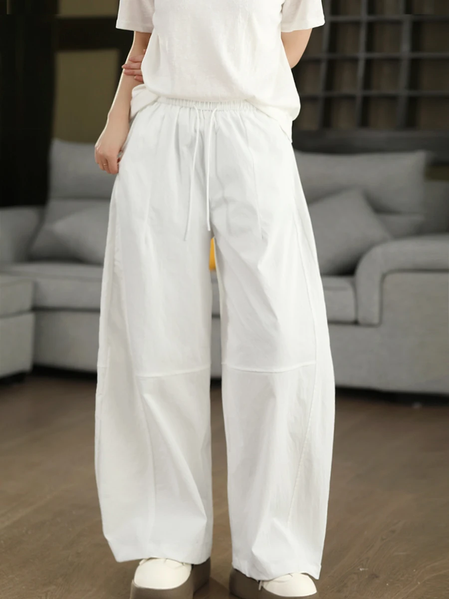 

Ретро-брюки-бананы с эффектом похудения, с поясом, на резинке, женские повседневные свободные брюки с широкими штанинами