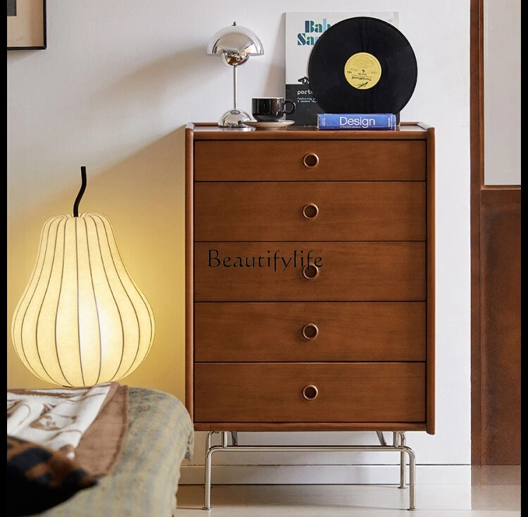 

Solid Wood Five-Drawer Cabinet Nordic Retro Storage Drawer Large Capacity Multi-Functional