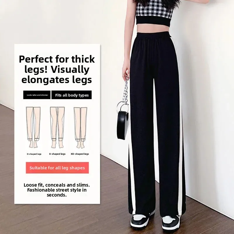 

Women's Loose Straight Leg Pants Spring Summer New plus Size Black Wide Leg Pants Trendy Comfortable Casual Trousers