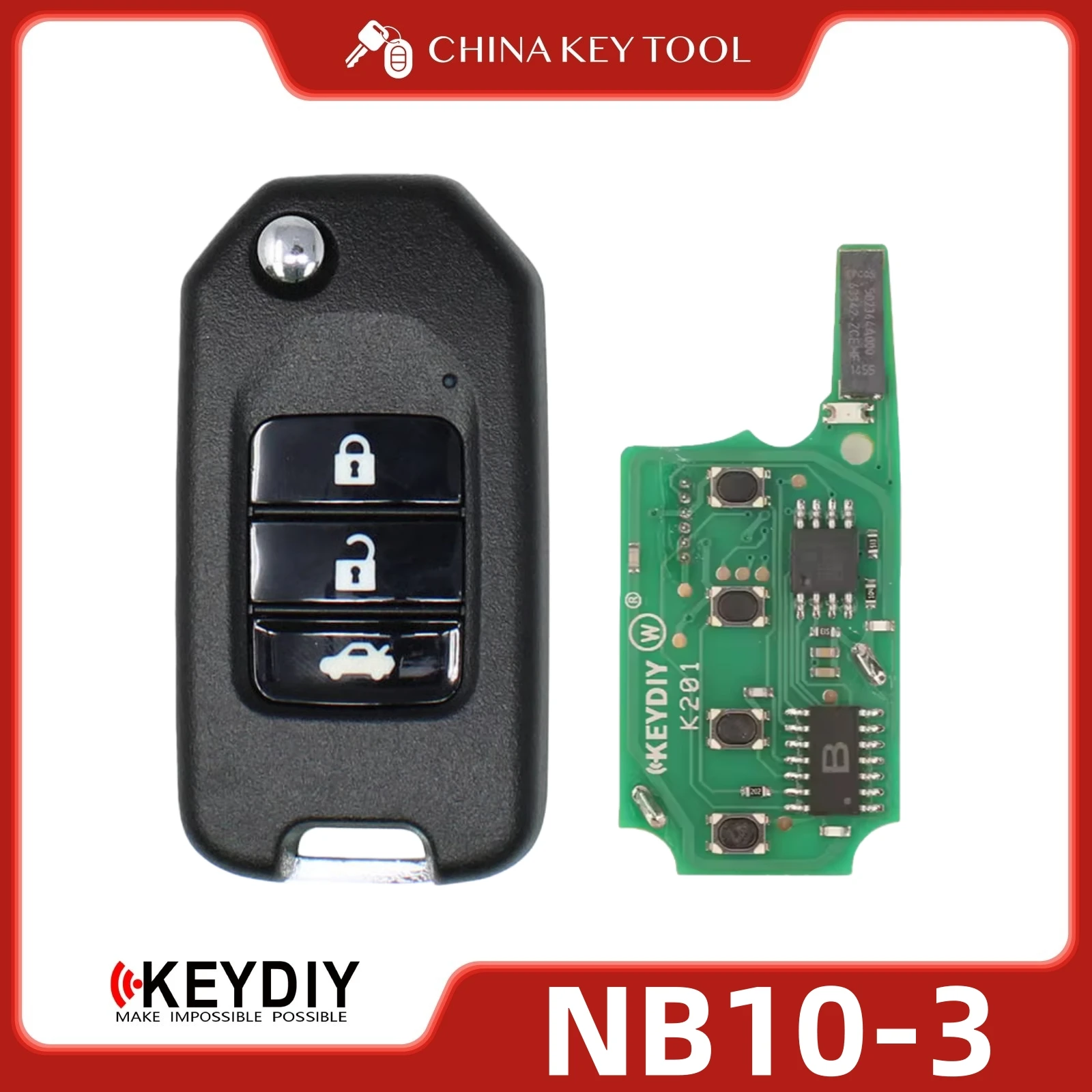KEYDIY KD NB10-3 NB Series Universal Flip Remote Key 3 Buttons Compatible with Honda Type Vehicles