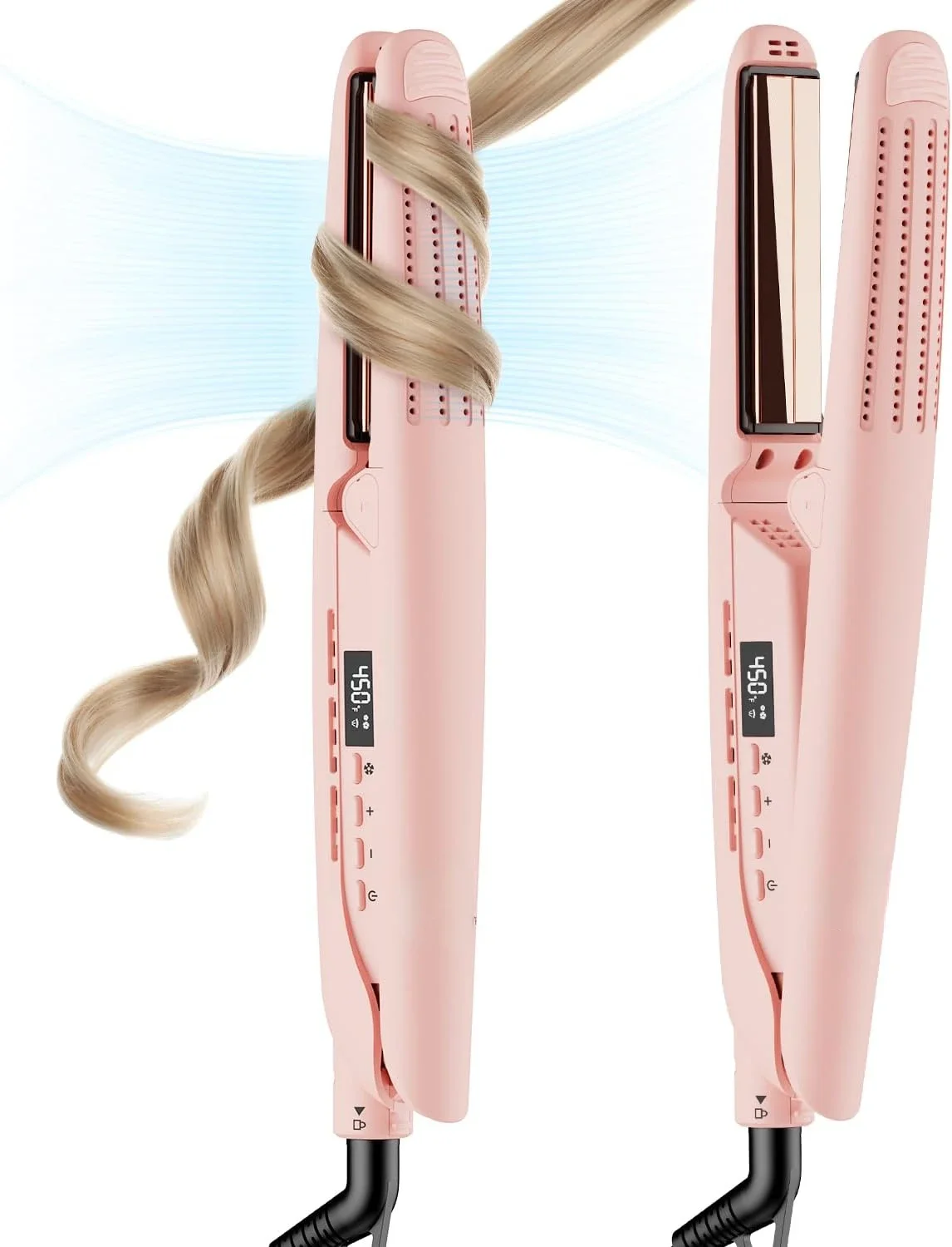 

Professional Ionic Cool Airflow Styler 2 in 1 Flat Iron Hair Straightener and Curler - Curling Iron Wand for Effortless Styling