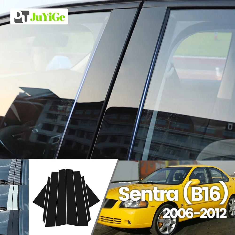 

For Nissan Sentra B16 2006-2012 2007 2008 2009 Bright Black Carbon Fibre Window Door B C Sticker