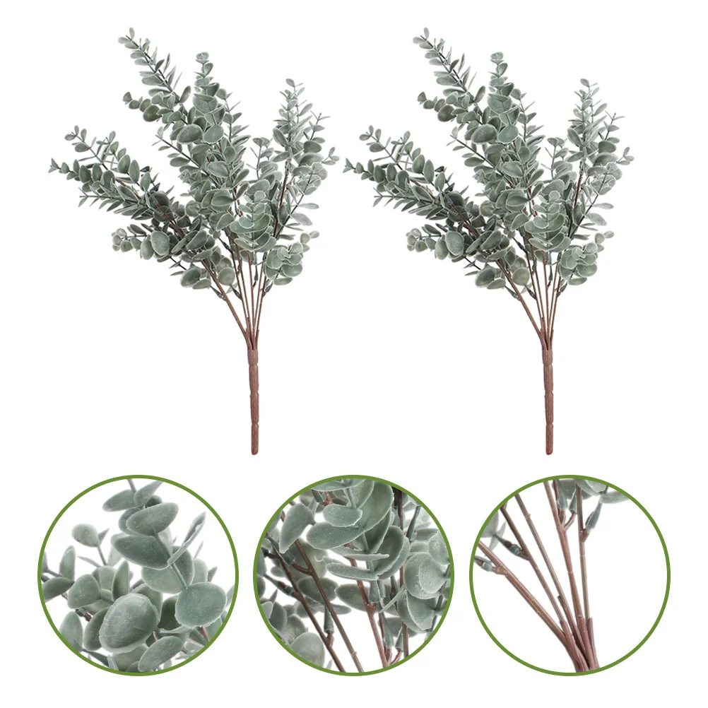 

2Pcs Artificial Eucalyptus Stems Realistic Plastic Leaves Spring Decoration Flower Arrangement Supplies Faux Eucalyptus Leaves