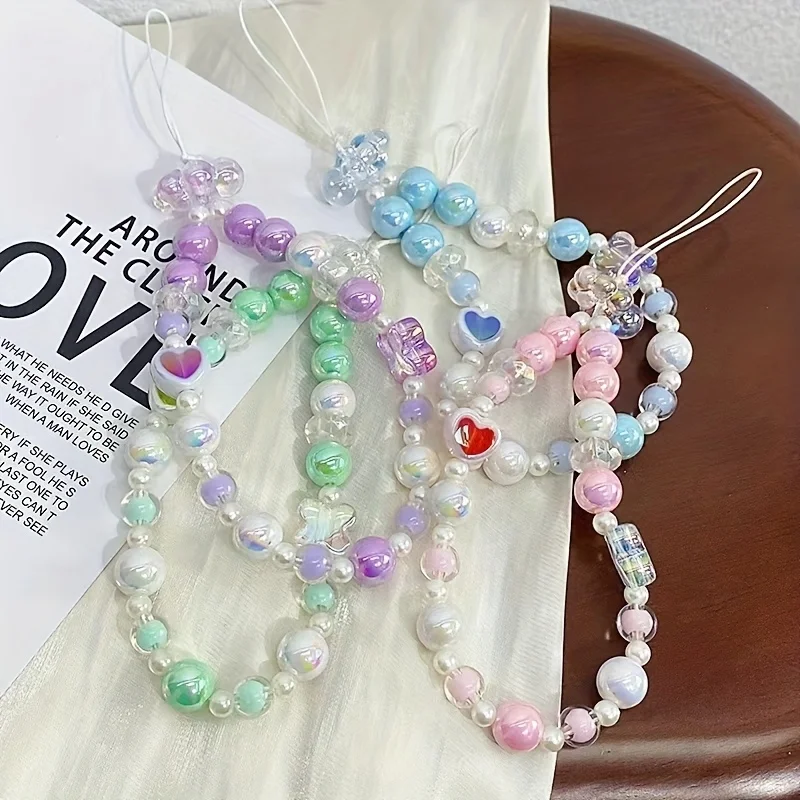 

Свежий пастельный акриловый ремешок для телефона, дизайн Love Cloud, универсальный модный брелок для мобильного телефона, цепочка CCD