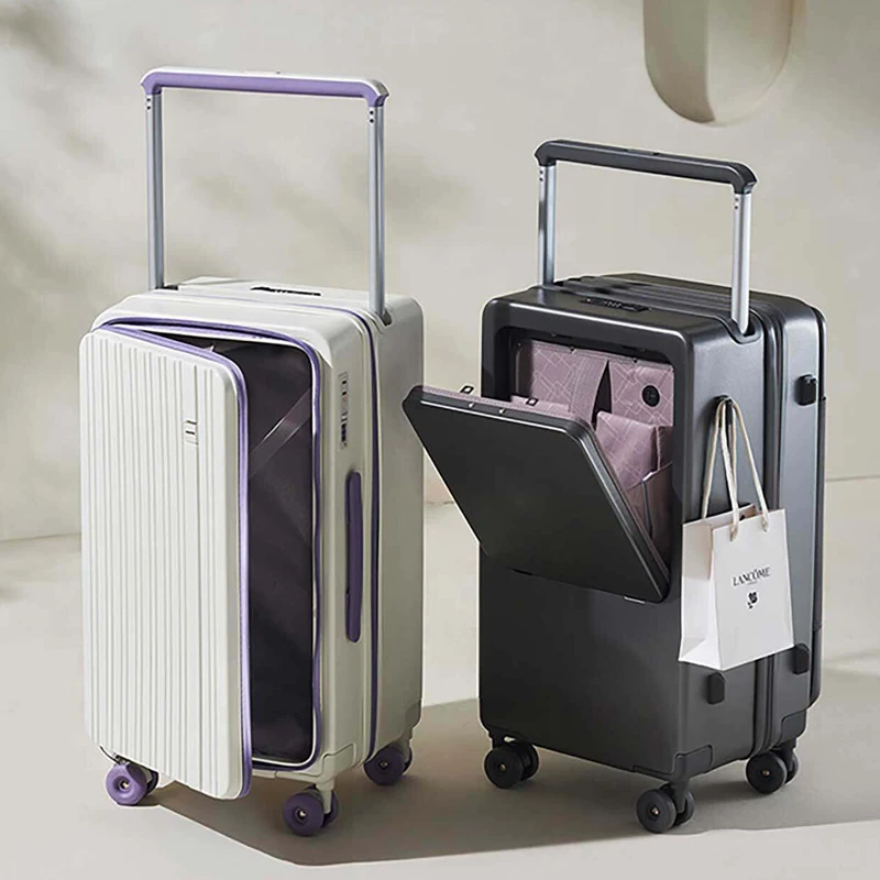 

Новые стильные чемоданы AB с двусторонним открыванием и расширением, многофункциональные ручные чемоданы для путешествий, деловые чемоданы-тележки с широкой ручкой