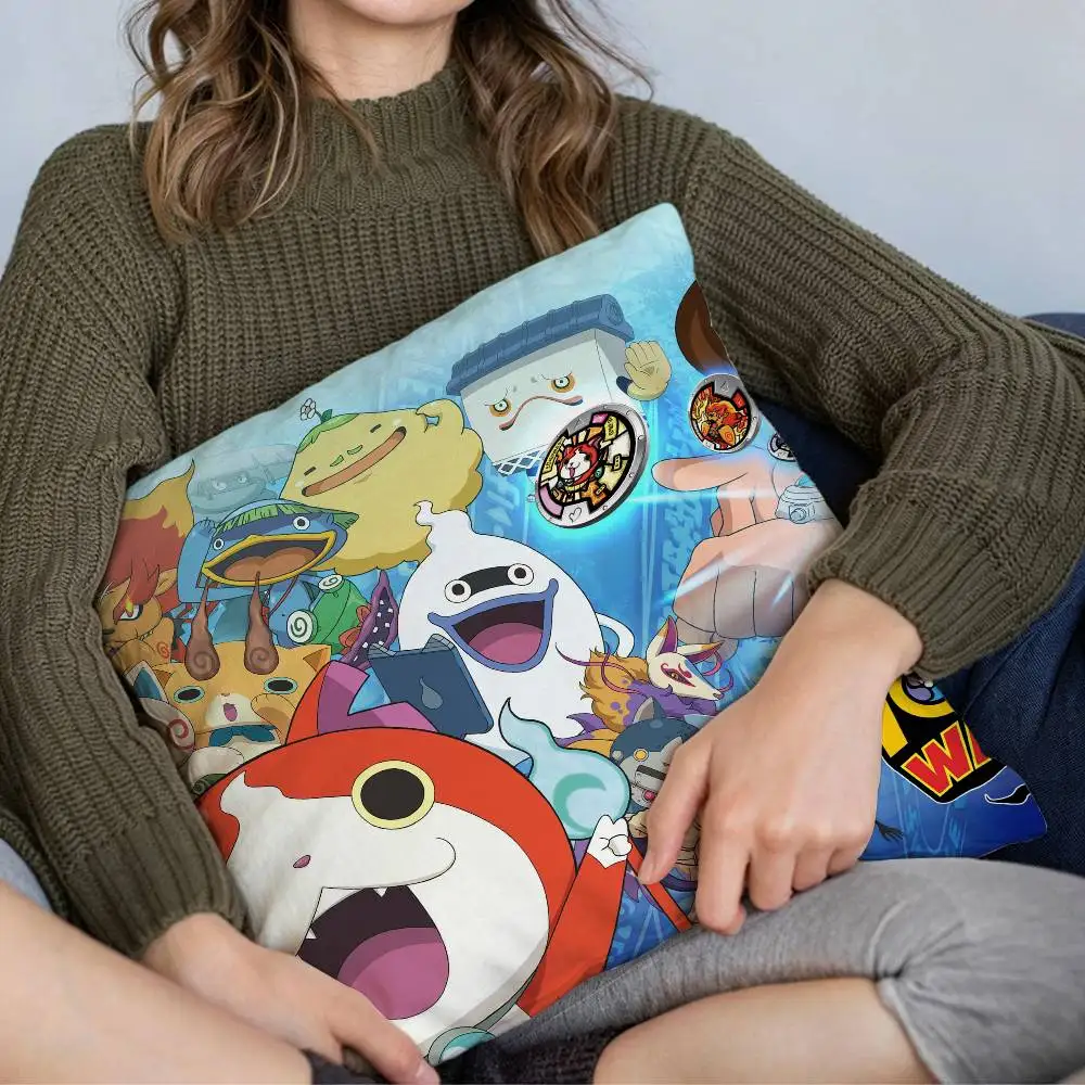 cute game anime Yo kai w-Watch Komasan PillowCover Decor PillowCase 45x45cm Couch Home Decor for Living Room Sofa Party Gift