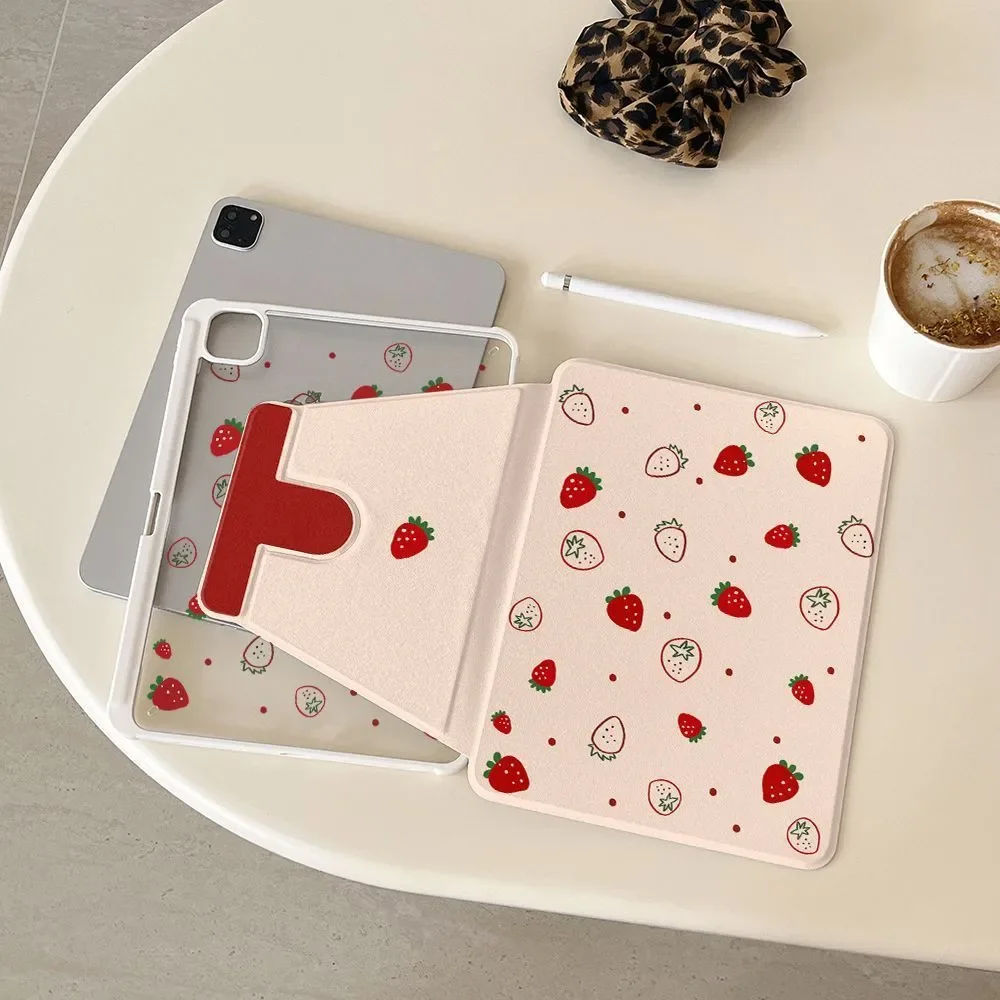 Red Strawberry insTablet Case For iPad Pro 11 13 M2 M4 M3 Case 9.7 10.2 5/6th 7/8/9/10/11th Mini 6 7 Air 1 2 3 4 5 6 Stand Cover