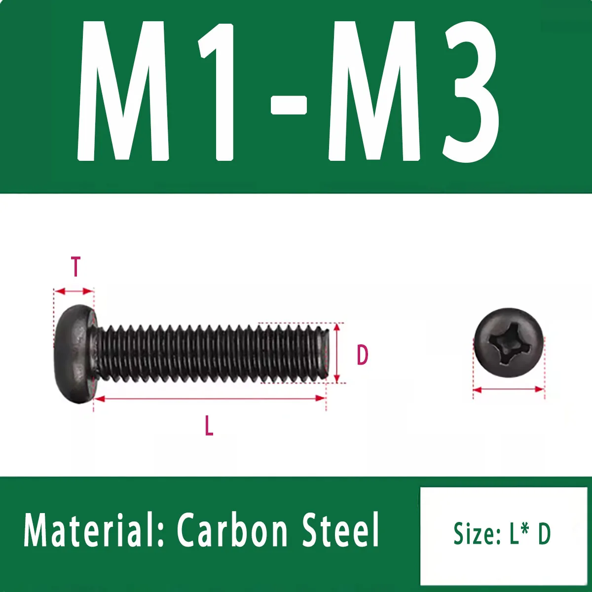 Black  Cross Recessed Pan Head Screws M1-M3  Small Electronic Screws for Device Repair