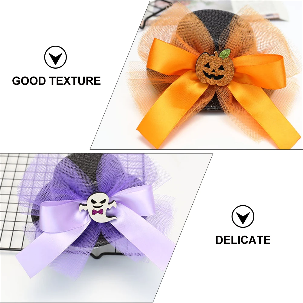 

2PCS Pumpkin Topper Halloween Hat Decorative Fabric Ghost Festival Headdress Small Hat for Child Party Accessories Wearable