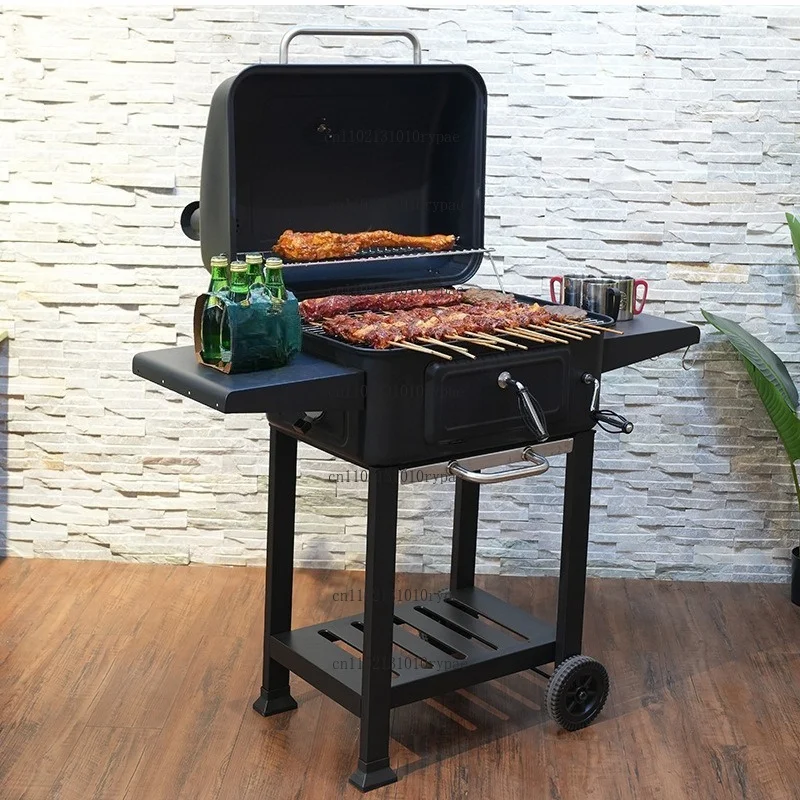 Charcoal BBQ Grill for Outdoor Use, Suitable for Villa Courtyards, Family Barbecues for 10 People