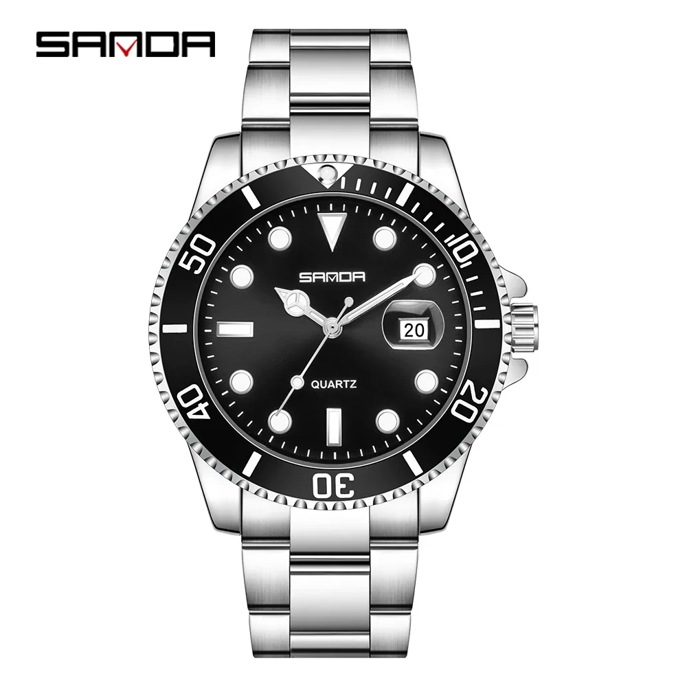 

SANDA SD1099 Роскошные мужские кварцевые часы Простые и персонализированные водонепроницаемые часы с ночником и календарем Деловые часы