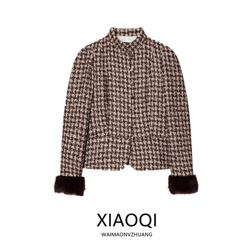 

Зимнее женское пальто 2025 с эффектом искусственного меха на манжетах, длинными рукавами, приталенным силуэтом, для повседневной носки