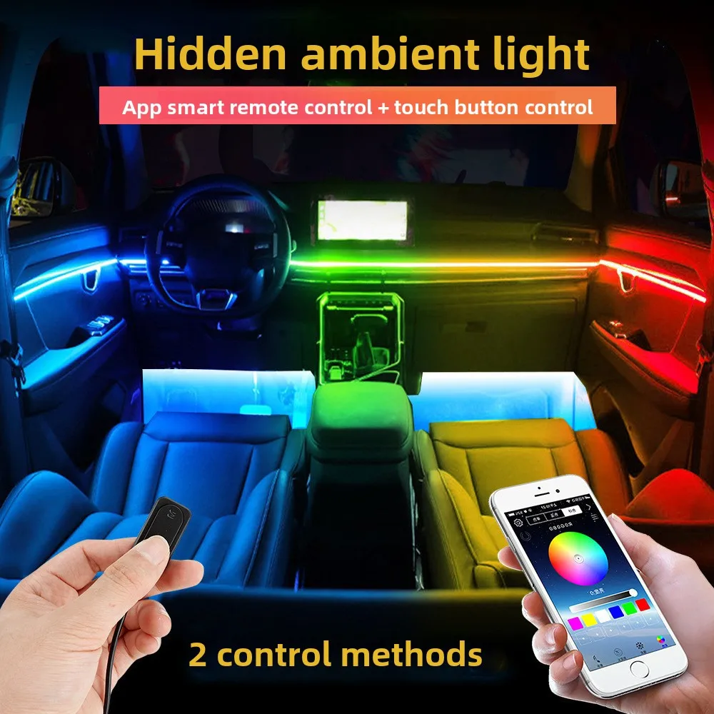 18-in-1 Hidden RGB LED Ambient Light Strip Kit, 256 Color Acrylic Car Interior Decor